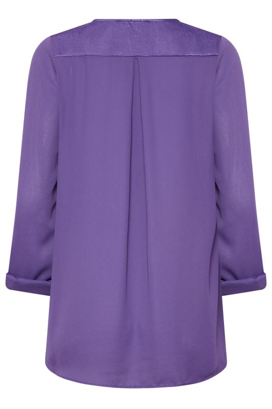 M&Co Purple Satin Contrast Panel Shirt | M&Co 7