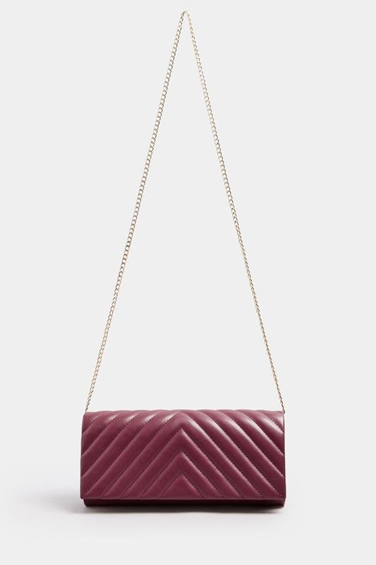  Yours Burgundy Red Faux Leather Chevron Clutch Bag
