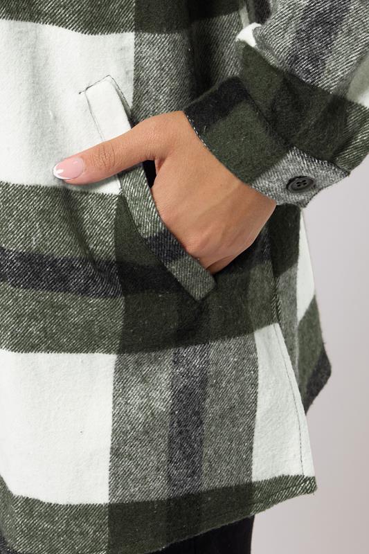 YOURS Plus Size Khaki Green Check Shacket | Yours Clothing 4