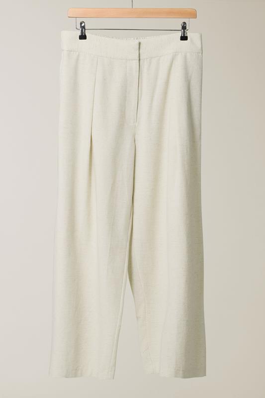 EVANS Plus Size Natural Brown Tailored Linen Trousers | Evans 6