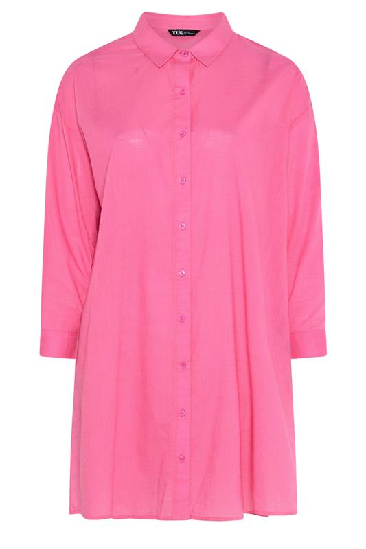 YOURS Plus Size Pink Longline Cotton Beach Shirt | Yours Clothing 7