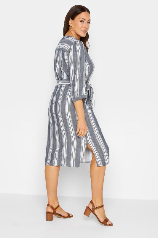 M&Co Navy Blue Stripe Print Tie Waist Tunic Dress | M&Co 3