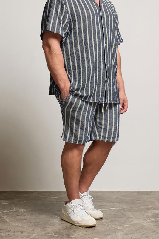  JACK & JONES Big & Tall Blue & White Stripe Jogger Shorts