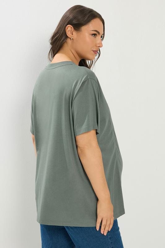 BUMP IT UP MATERNITY Plus Size Sage Green Nursing T-Shirt | Yours Clothing 4
