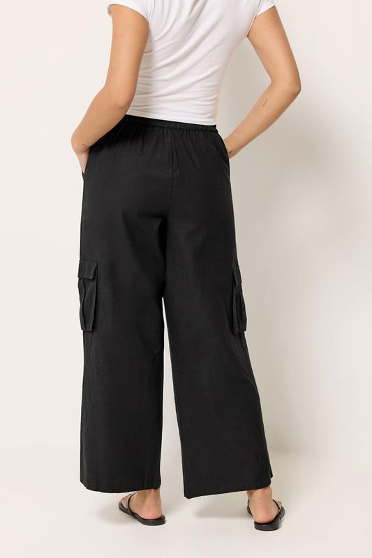 PixieGirl Petite Women's Black Cargo Wide Leg Trousers | PixieGirl 2