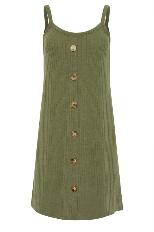 PixieGirl Petite Women's Khaki Green Button Front Sleeveless Dress | PixieGirl 5
