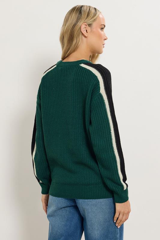 LTS Tall Green Sleeve Stripe Knitted Jumper | Long Tall Sally 2