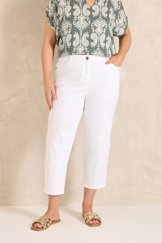 EVANS Curve Fit White Cropped Straight Leg Jeans