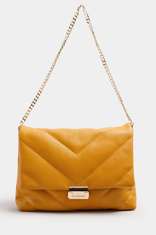 Camel Brown Faux Leather Quilted Shoulder Bag