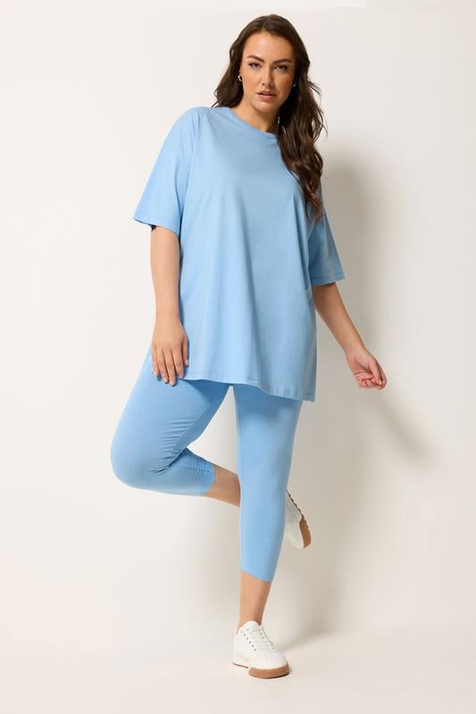 YOURS Plus Size Blue Longline T-Shirt | Yours Clothing 1