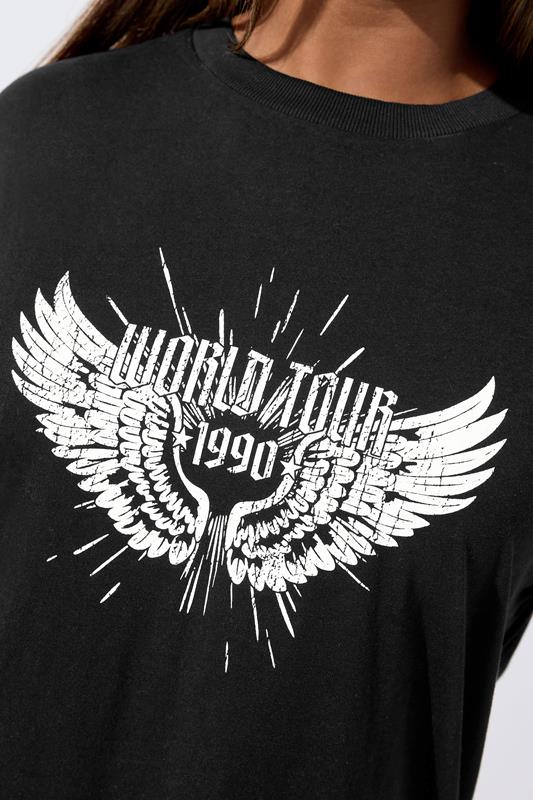 LIMITED COLLECTION Plus Size Black Sequin 'World Tour' Graphic T-Shirt | Yours Clothing 4