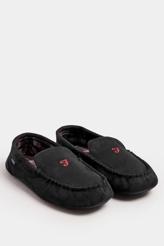 FARAH Black Checked Moccasin Slippers | BadRhino 1