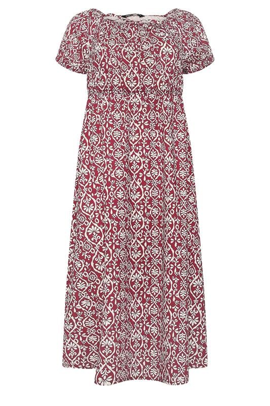 M&Co Petite Red Abstract Tie Neck Midi Dress | M&Co 6
