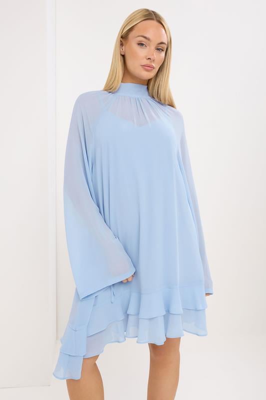  STAR Blue Asymmetric Mini Dress