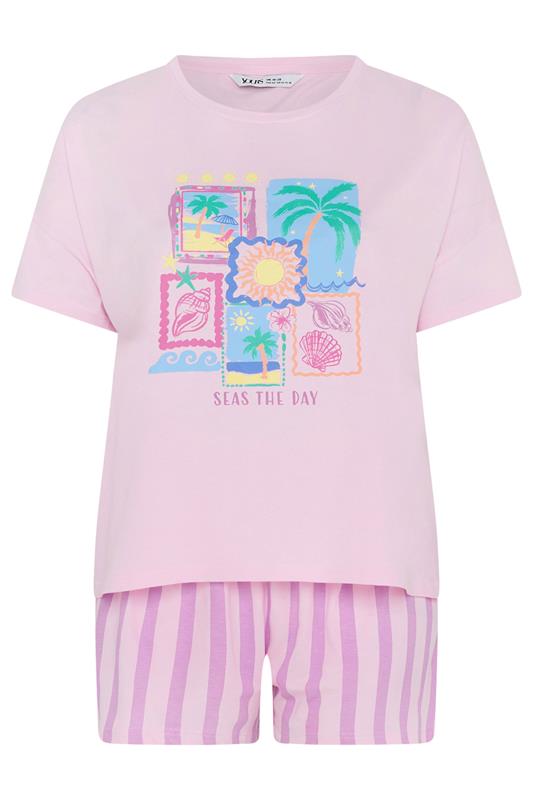 YOURS Plus Size Pink 'Seas The Day' Pyjama Set | Yours Clothing 6