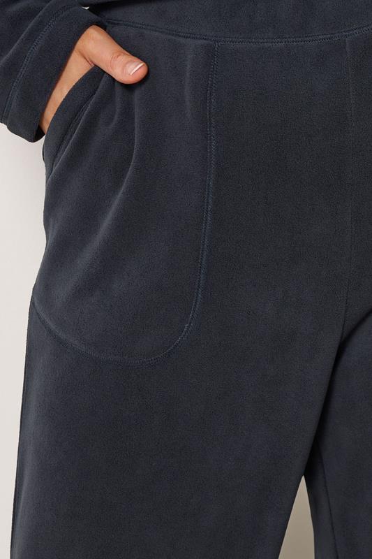 YOURS Plus Size Navy Blue Wide Leg Fleece Trousers | Yours Clothing 4
