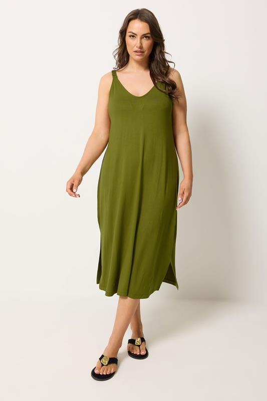  YOURS Curve Green Throw On Midi Dress