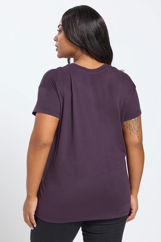 YOURS Curve Purple Leopard Print Sequin Heart T-Shirt | Yours Clothing 2