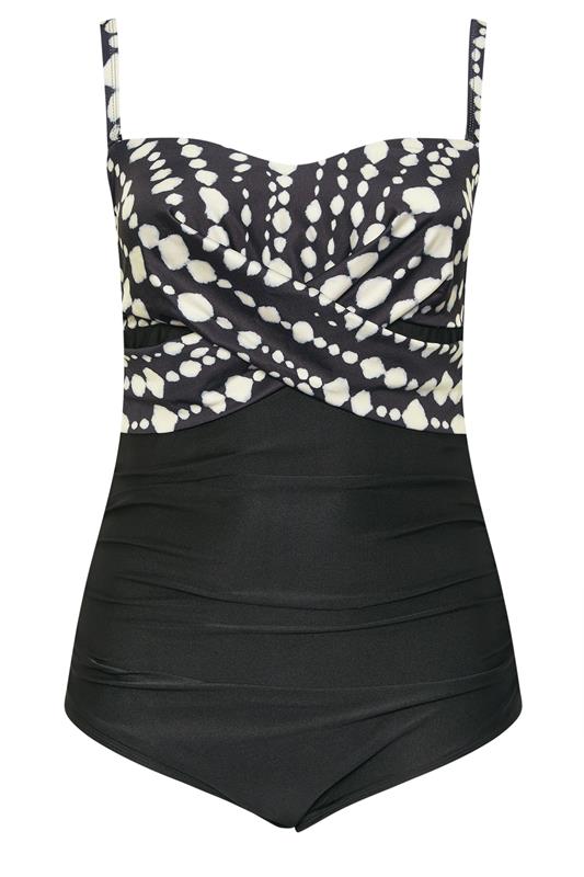 YOURS Plus Size Black Crossover Spot Print Swimsuit | Yours Clothing 9