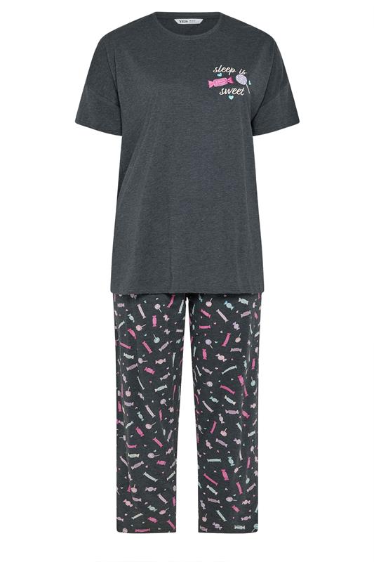 YOURS Plus Size Grey 'Sleep Is Sweet' Wide Leg Pyjama Set | Yours Clothing 5