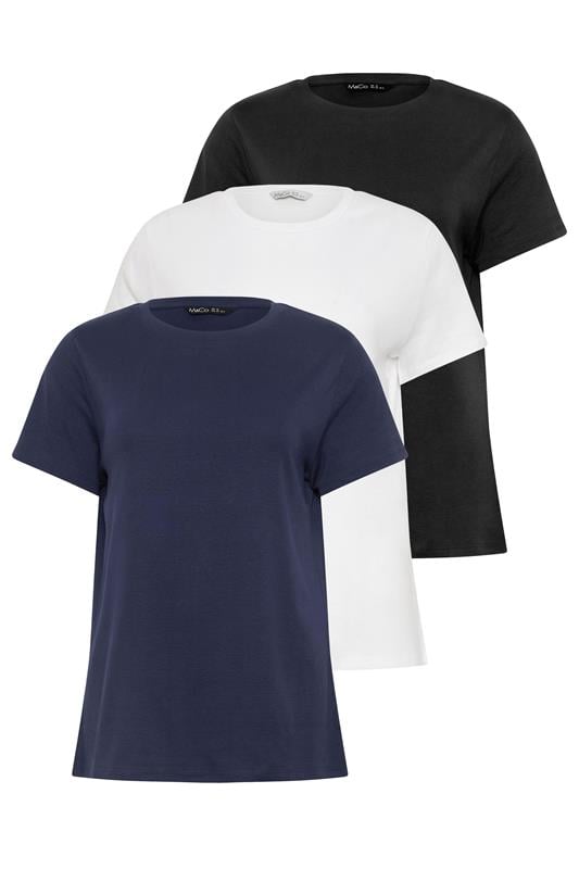  M&Co 3 PACK Black & Navy Blue Cotton T-Shirts