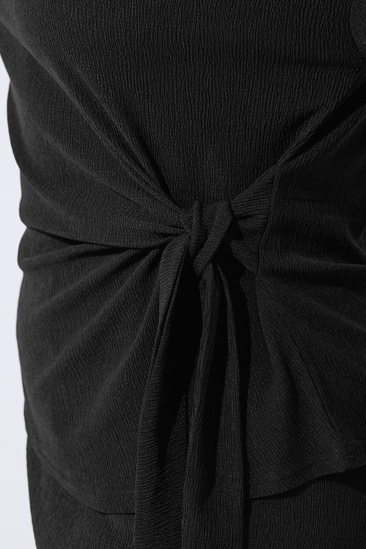 LIMITED COLLECTION Plus Size Black Textured Tie Top | Yours Clothing 4