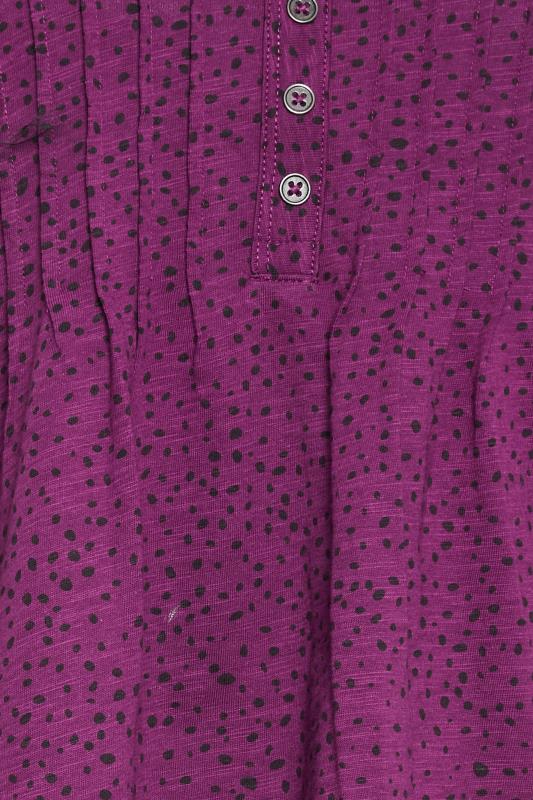 M&Co Petite Berry Red Animal Print Cotton Henley Top | M&Co 5