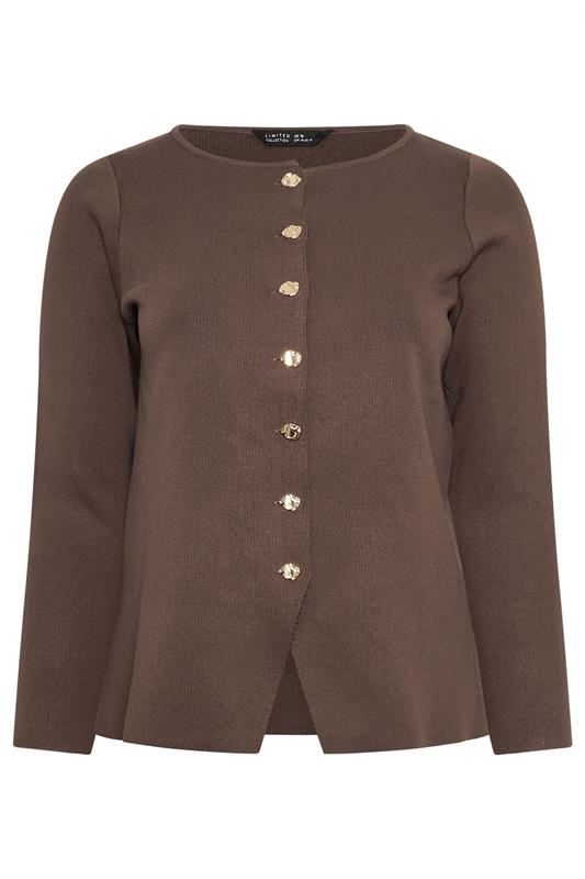 LIMITED COLLECTION Plus Size Chocolate Brown Long Sleeve Knitted Top | Yours Clothing 6