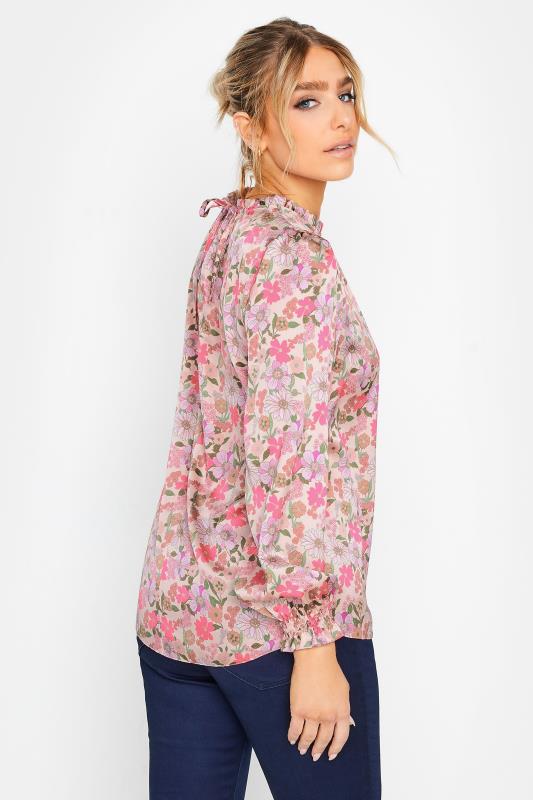 M&Co Pink Floral Print Frill Neck Blouse | M&Co 3