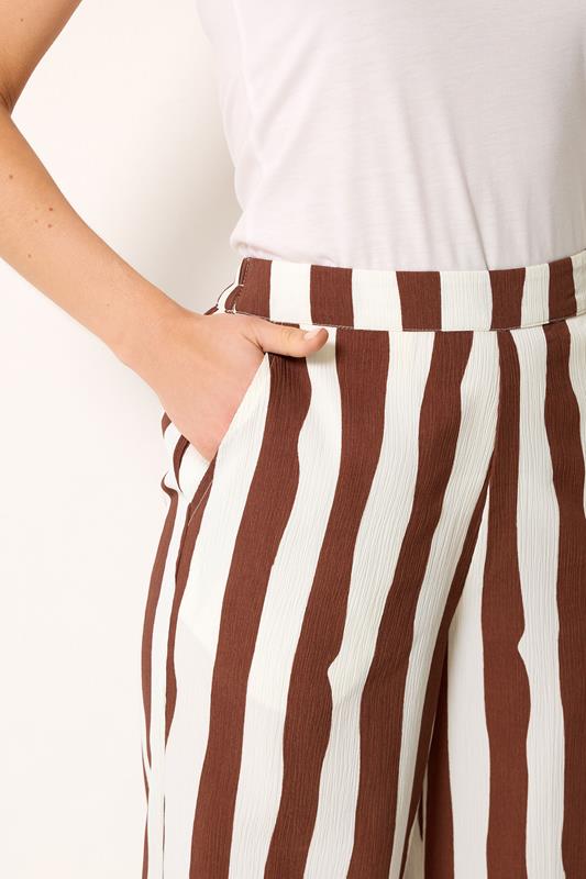 LTS Tall Women's White & Brown Stripe Wide Leg Trousers | Long Tall Sally 4