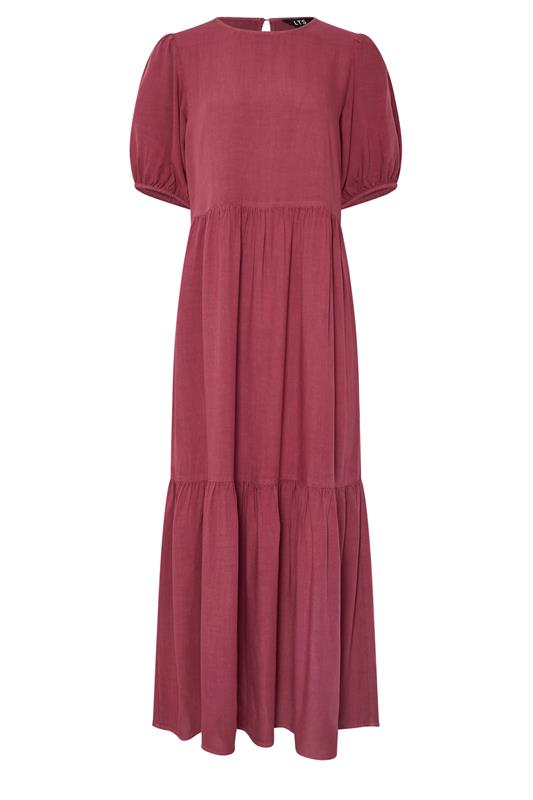 LTS Tall Dark Red Puff Sleeve Tiered Maxi Dress | Long Tall Sally 6