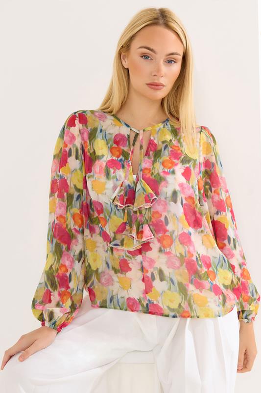  STAR Pink Floral Frill Blouse