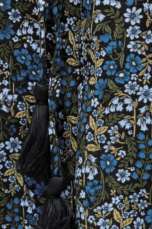 YOURS Plus Size Blue Ditsy Floral Print Frill Top | Yours Clothing 4