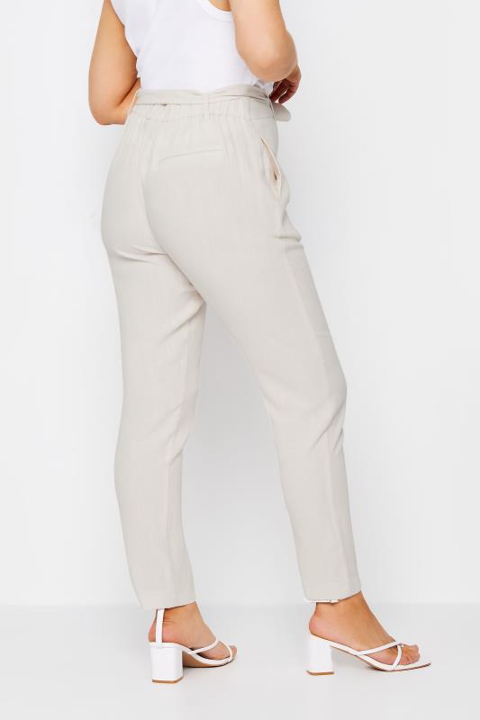 M&Co Ivory White Tie Waist Linen Trousers | M&Co 3