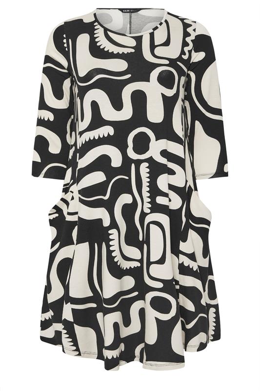 YOURS Plus Size Black Abstract Geometric Tunic Dress | Yours Clothing 5