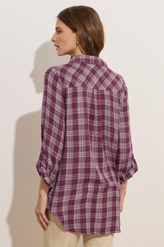 M&Co Berry Purple & White Checked Shirt | M&Co 2