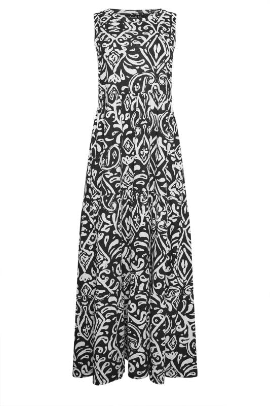 M&Co Black & White Abstract Print Sleeveless Tiered Cotton Dress | M&Co 5