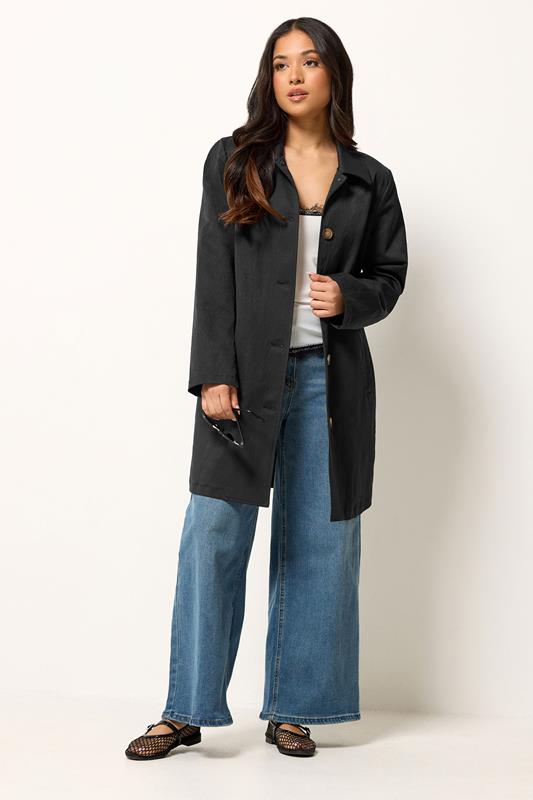 PixieGirl Petite Women's Black Midi Car Coat | PixieGirl 1