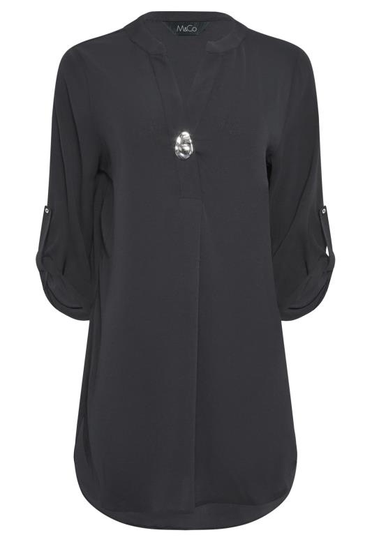 M&Co Black Statement Button Tab Sleeve Shirt | M&Co 6