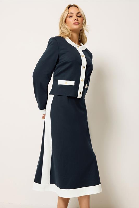 M&Co Navy Blue Colourblock Dress And Jacket Set | M&Co 1
