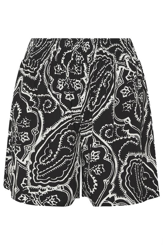 EVANS Plus Size Black Paisley Shirred Waist Modal Shorts | Evans 6