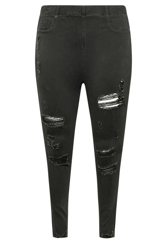 YOURS FOR GOOD Plus Size Dark Grey Extreme Ripped JENNY Jeggings | Yours Clothing 6