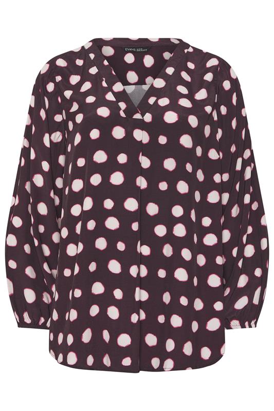 EVANS Plus Size Purple Spot Print Pleated Swing Top | Evans 5