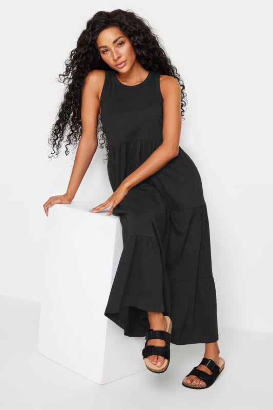 Women's  M&Co Petite Black Sleeveless Tiered Dress