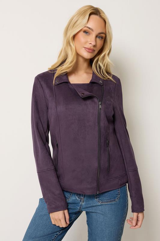  M&Co Purple Faux Suede Biker Jacket