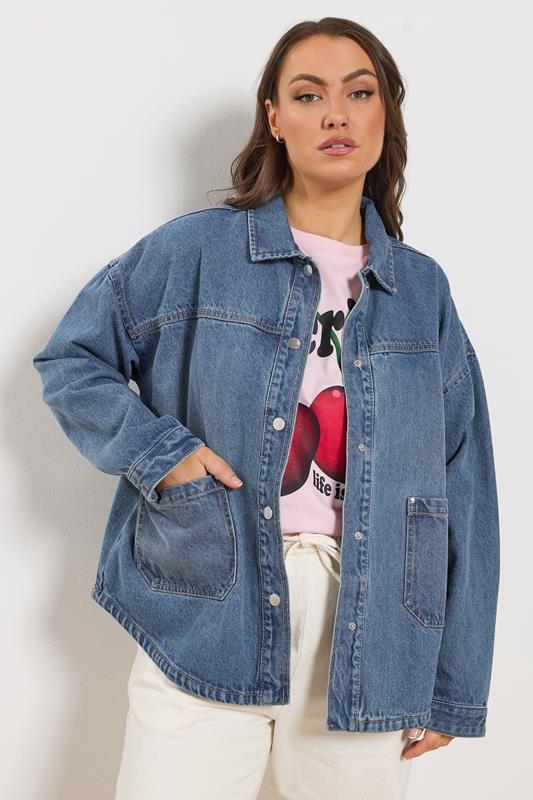 YOURS Curve Blue Denim Shacket