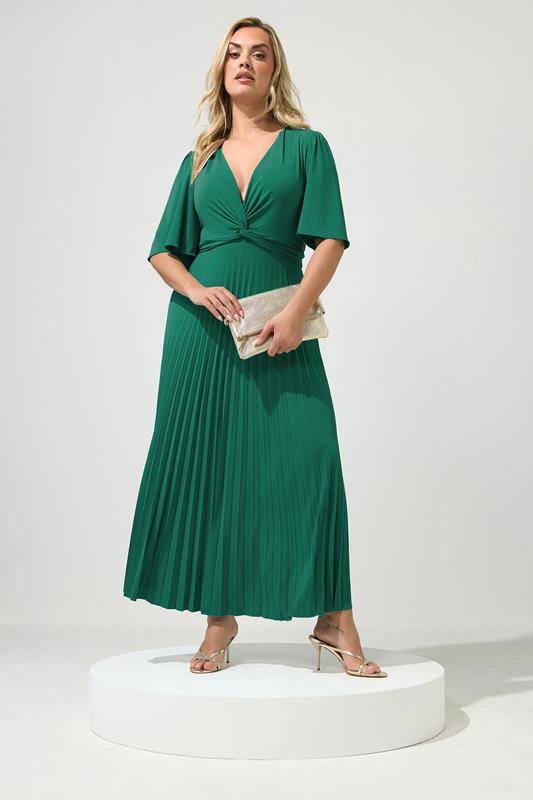 YOURS LONDON Curve Aqua Blue Knot Pleated Maxi Dress