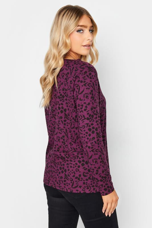 M&Co Purple Animal Print Long Sleeve Cotton Top | M&Co 4