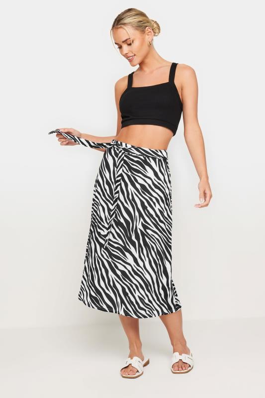 PixieGirl Black Zebra Print Tie Up Midi Skirt | PixieGirl 4