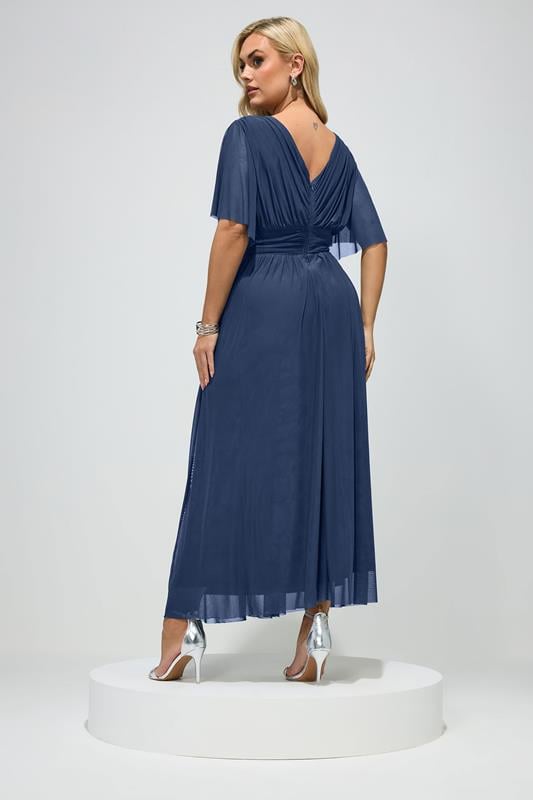 YOURS LONDON Plus Size Navy Blue Gathered Maxi Dress | Yours Clothing 2